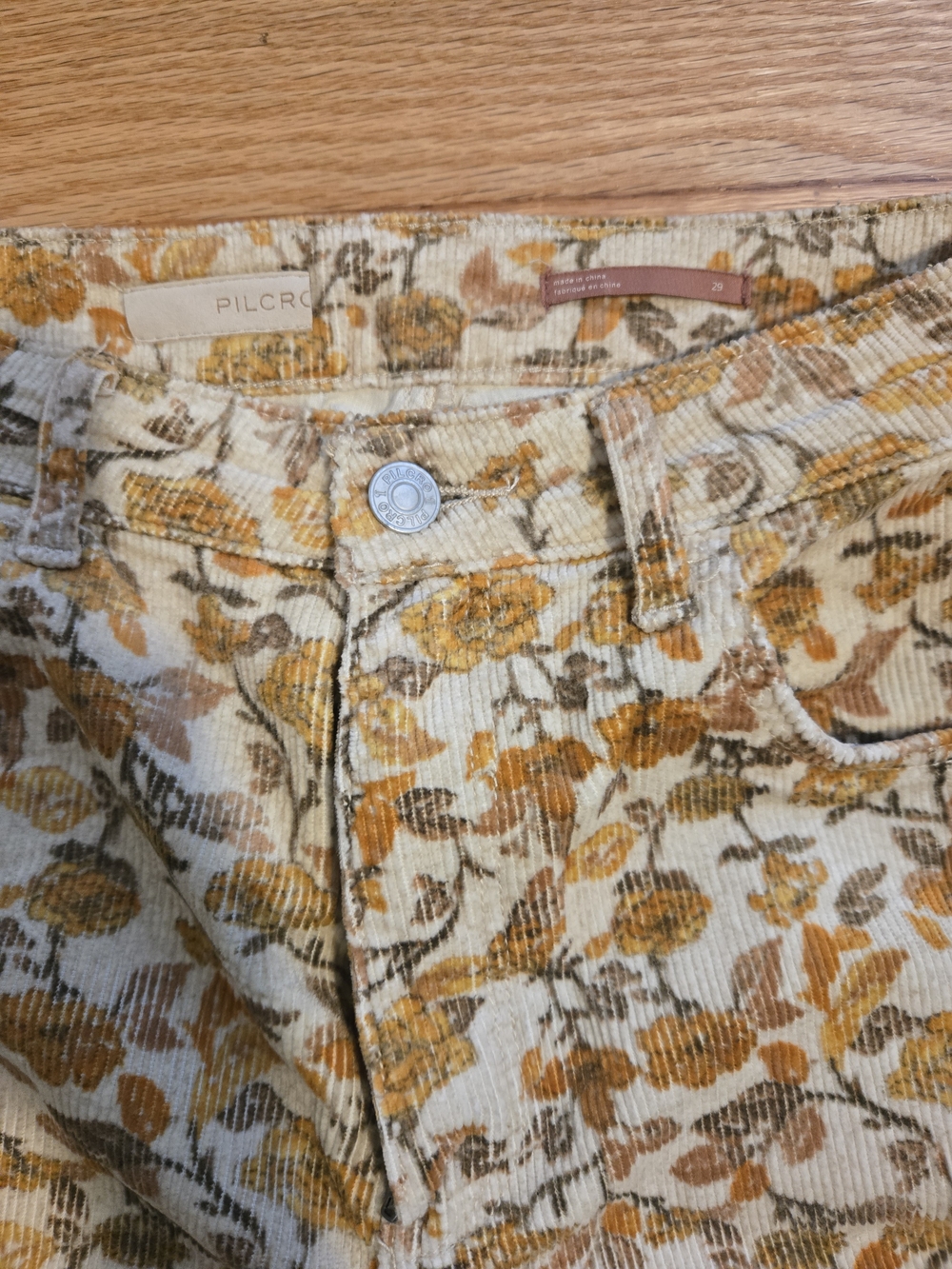 Pilcro Yellow Floral Boot Cut Pants - Picture 2 of 6